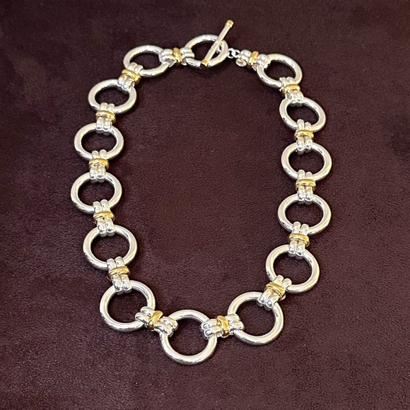 Lauren Ralph Lauren Jewelry - 🌟7xHP🌟VTG 1990s Ralph Lauren Polished Two-Tone Circle Link Necklace Toggle